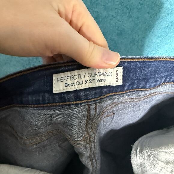 Levi's 512 Jeans Womens 10 Long Blue Perfectly Slimming Boot Cut Dark Wash Denim - Picture 14 of 16